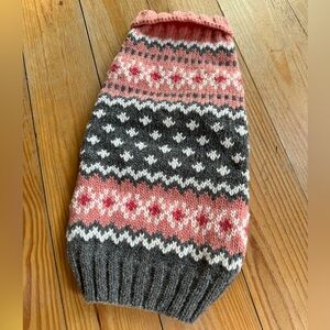 Chilly Dog Hand Knit Pink and Gray Dog Sweater Medium
